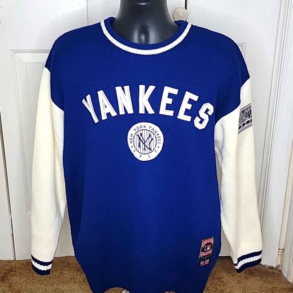 Cooperstown Collection by G III NY Yankees Crewneck Sweater XL Blue and White